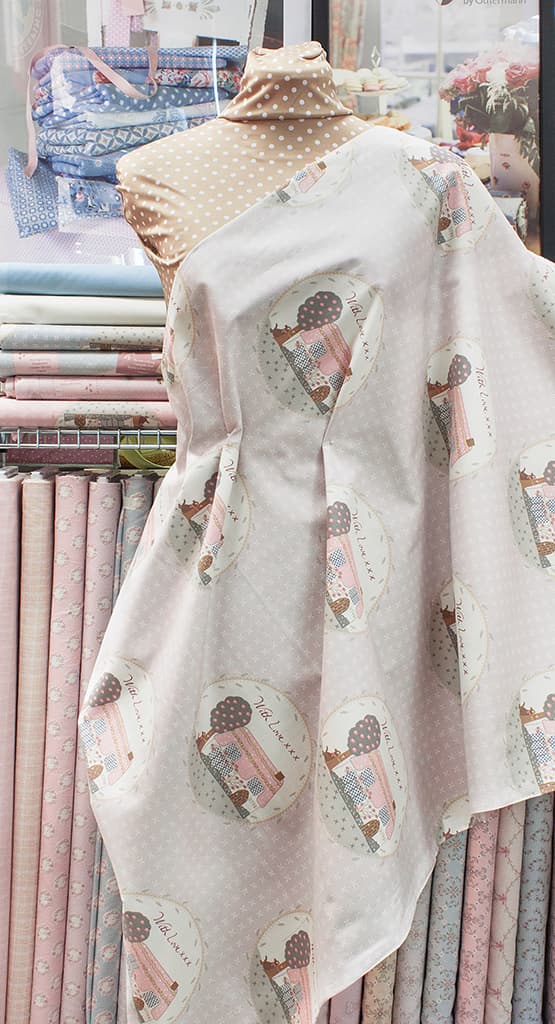 Ткань Gütermann With Love (светло-серый/домик) - №2