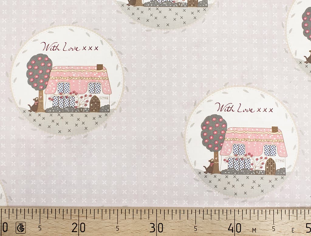 Ткань Gütermann With Love (светло-серый/домик)