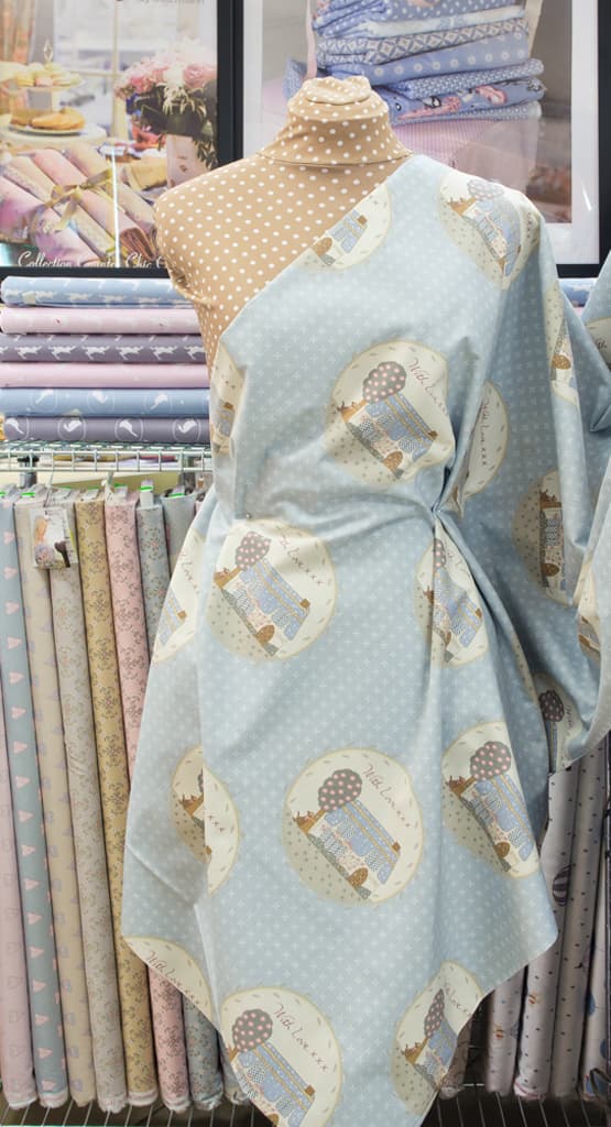 Ткань Gütermann With Love (голубой/домик) - №2