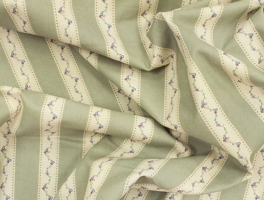 Ткань Gütermann Country Chic Cottage (зеленый в полоску) - №1