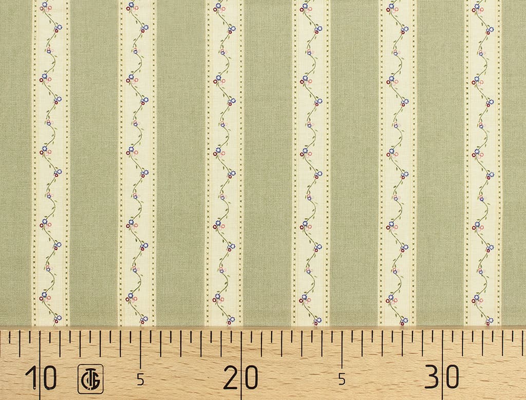 Ткань Gütermann Country Chic Cottage (зеленый в полоску)