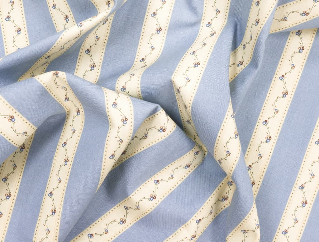 Ткань Gütermann Country Chic Cottage (голубой в полоску) - №1