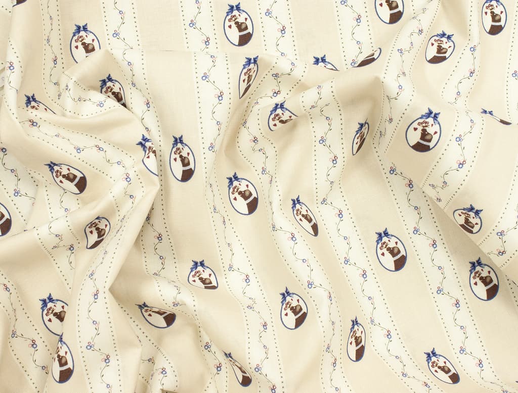 Ткань Gütermann Country Chic Cottage (бежевый в полоску/собаки) - №1