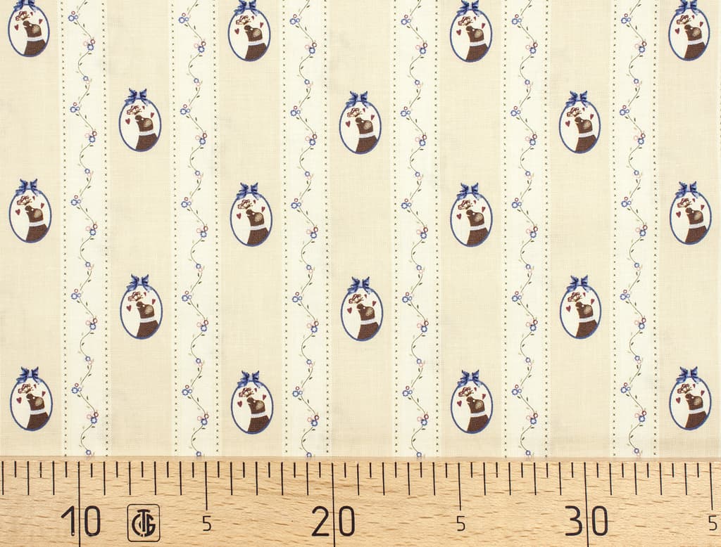 Ткань Gütermann Country Chic Cottage (бежевый в полоску/собаки)