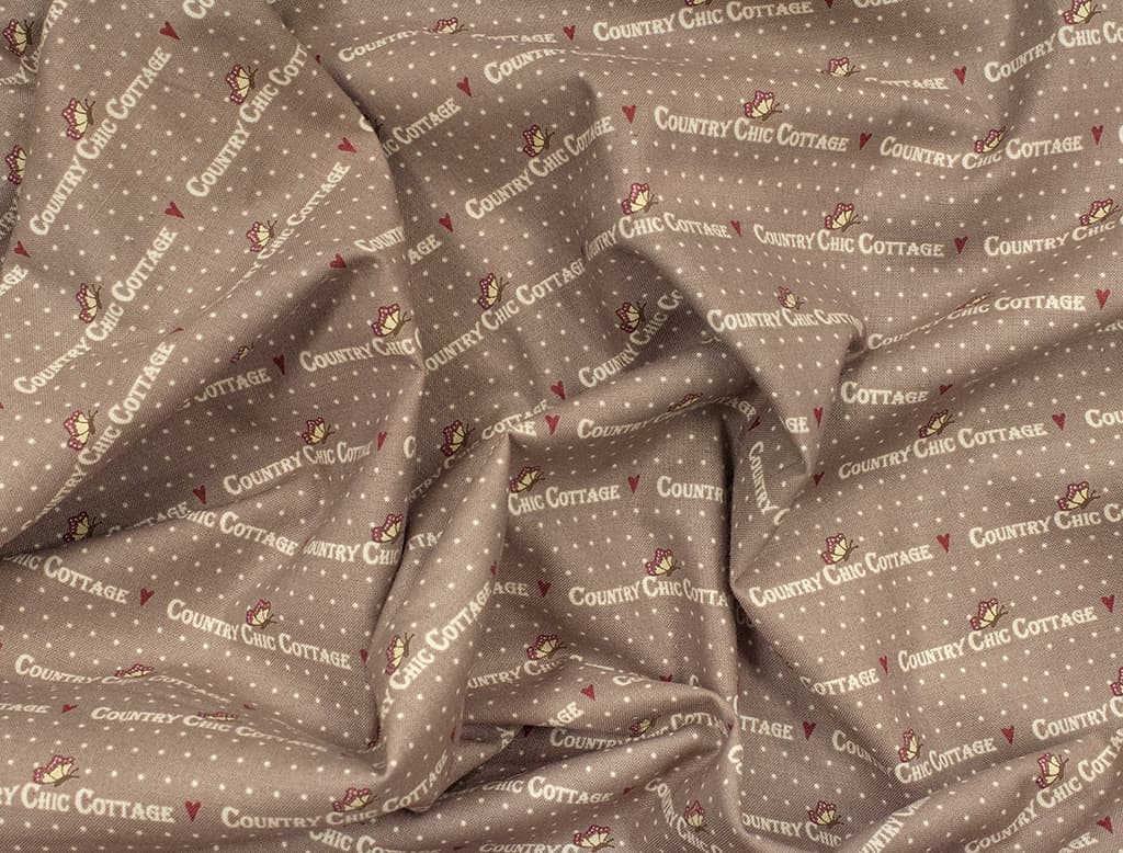 Ткань Gütermann Country Chic Cottage (коричневый с текстом) - №1