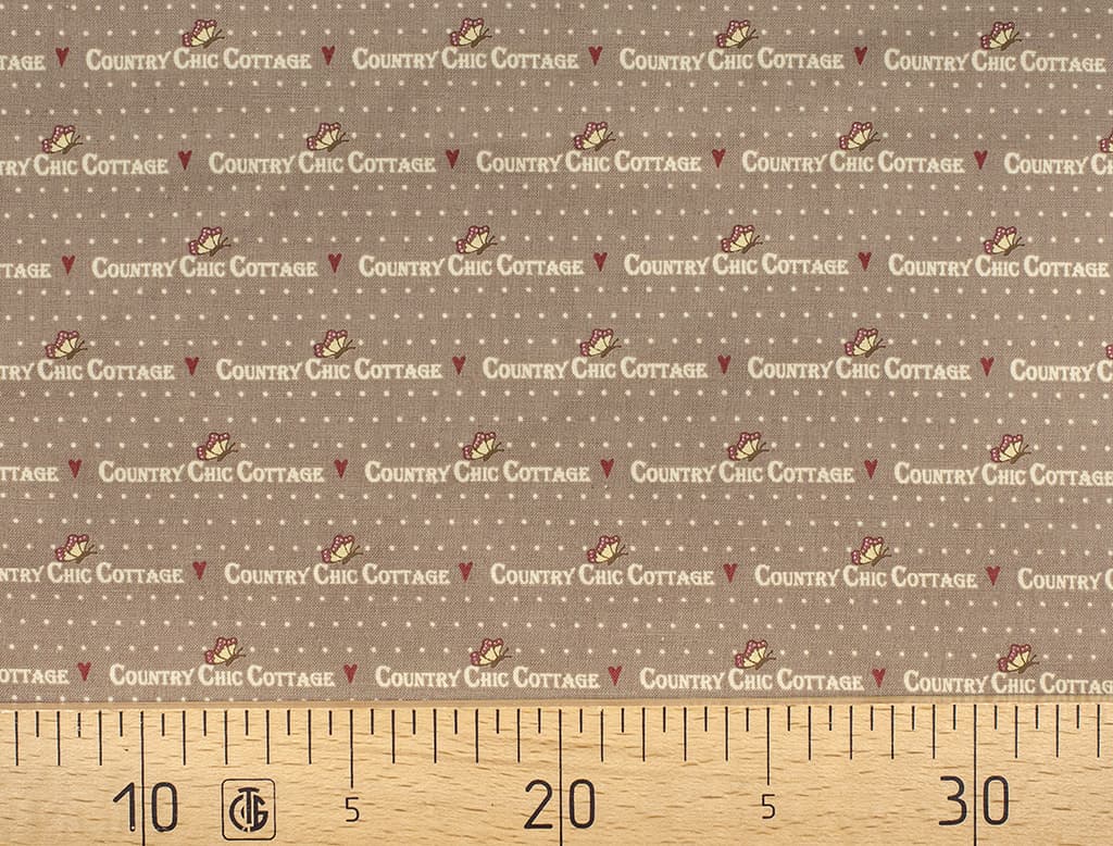 Ткань Gütermann Country Chic Cottage (коричневый с текстом)