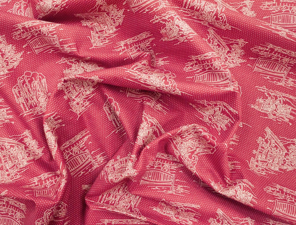 Ткань Gütermann Lizzy's Garden (очертания на красном) - №1