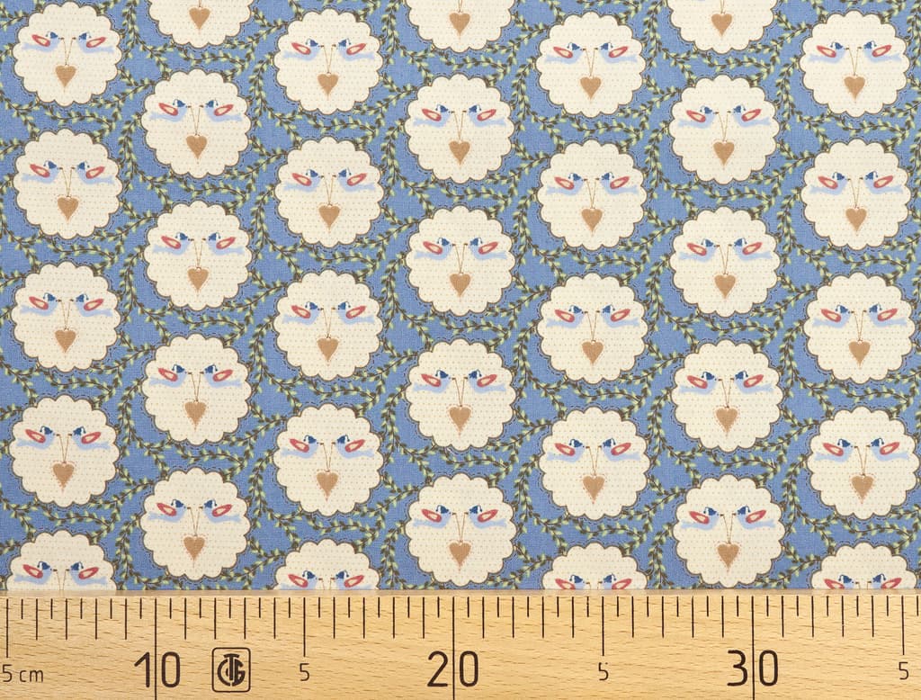 Ткань Gütermann Lizzy's Garden (птицы с сердцем на синем)