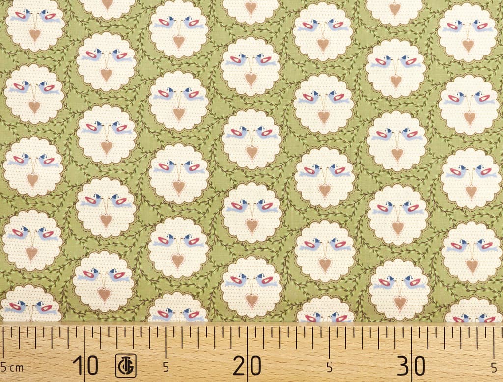 Ткань Gütermann Lizzy's Garden (птицы с сердцем на оливковом)