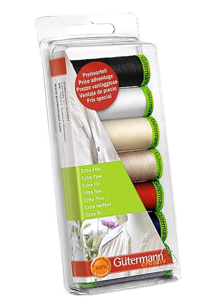 Очень тонкие нитки. 100% полиэстер Набор ниток Gütermann Extra Fine 7 катушек по 200м