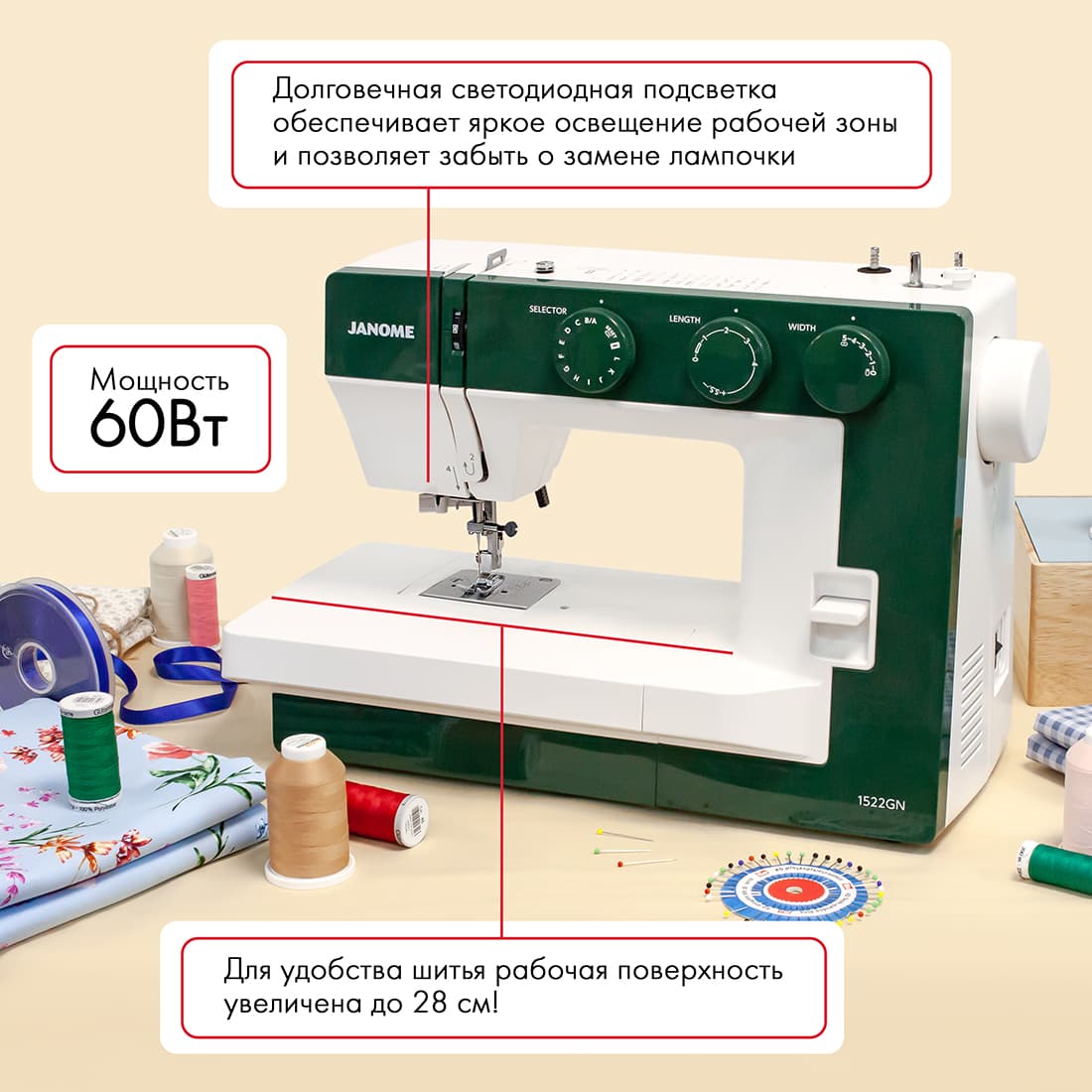 Электромеханическая швейная машина Janome 1522GN - №7