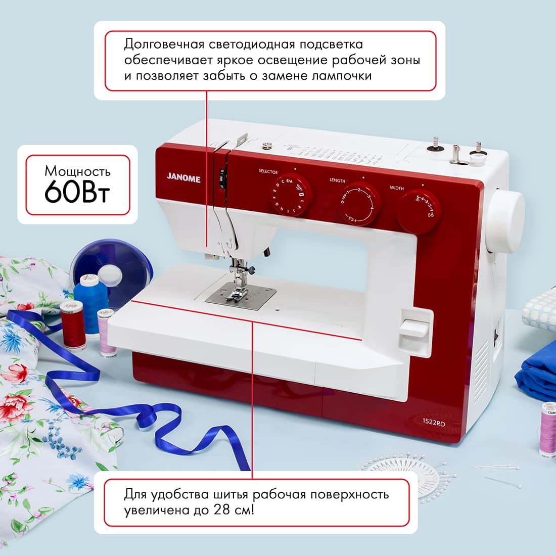 Электромеханическая швейная машина Janome 1522RD - №7