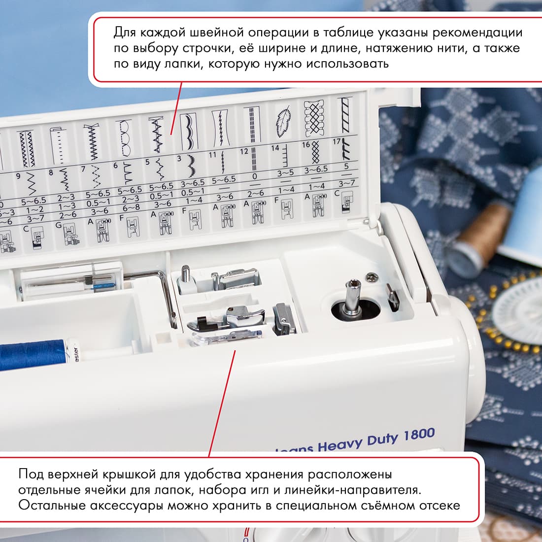 Электромеханическая швейная машина Janome Easy Jeans Heavy Duty 1800 (HD1800) - №5