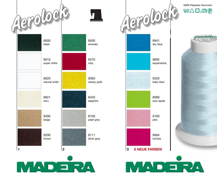 Оверлочные крученые армированные нитки. 100% полиэстер Madeira Aerolock №125 2500м - №1