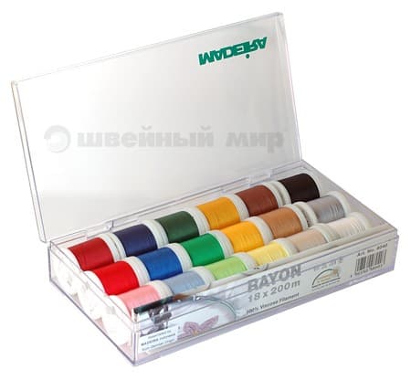 18 катушек Rayon равномерной окраски по 200м Подарочный набор вышивальных ниток Madeira Rayon
