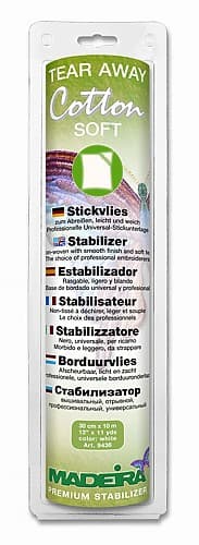 Стабилизатор отрывной универсальный для светлых тканей. 10м х 30см Madeira Cotton Soft белый