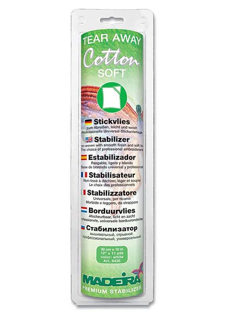 Стабилизатор отрывной универсальный для светлых тканей. Madeira Cotton Soft, белый (30см х 10м)