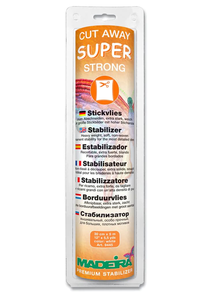Стабилизатор отрезной, особо прочный для плотной вышивки на светлых тканях. Мadeira Super Strong, белый (30см х 5м)
