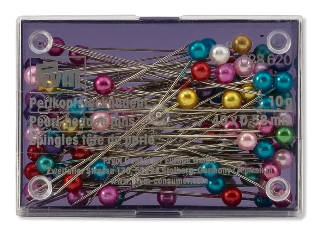 Булавки с разноцветными пластиковыми головками 40х0,58мм, коробка 10г