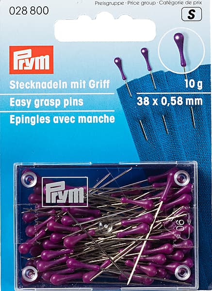 Булавки с грушевидной пластиковой головкой 38х0,58мм в коробке 10г