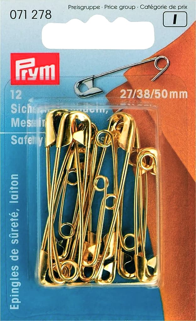 Булавки английские золотистые 27/38/50мм 12шт