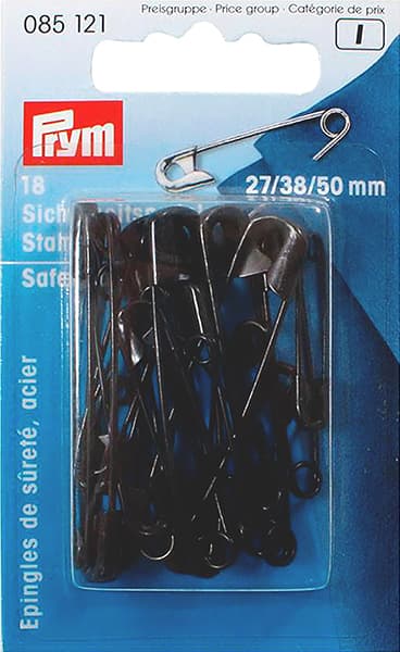 Булавки английские черные  27/38/50мм 18шт