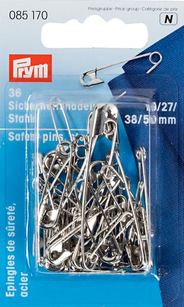 Булавки английские серебристые 19/27/38/50мм 36шт