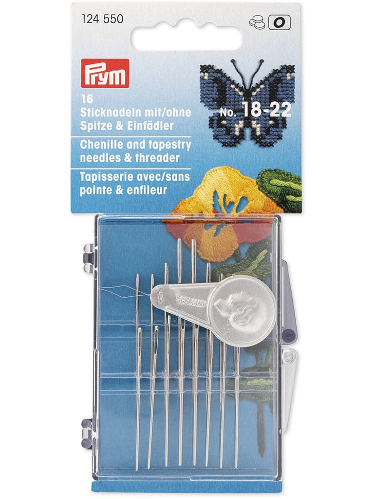 Набор игл для вышивания №18-22 16шт с нитевдевателем в коробочке