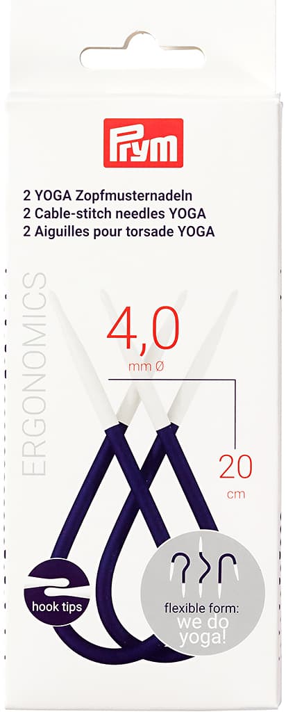 Спицы эргономичные для вывязывания кос Prym Ergonomics YOGA 20см/4,0мм (2шт)