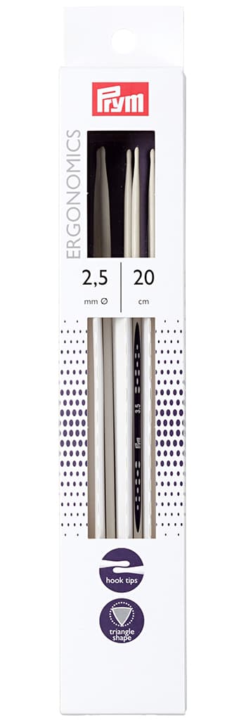 Спицы чулочные эргономичные Prym Ergonomics 20см/2,5мм (5шт)