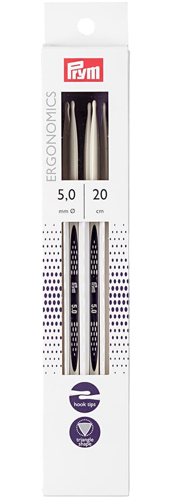 Спицы чулочные эргономичные Prym Ergonomics 20см/5,0мм (5шт)