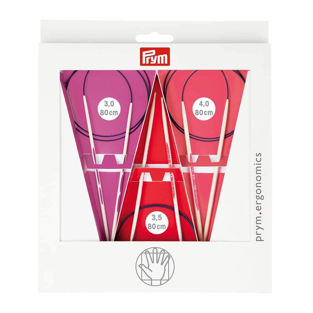 Набор круговых спиц Prym Ergonomics 80см/3,0-4,0мм (3шт)