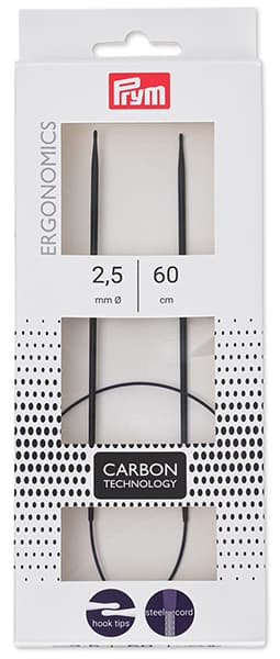 Спицы круговые эргономичные карбоновые Prym Ergonomics Carbon 60см/2,5мм