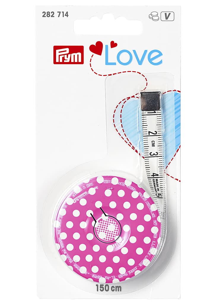 Рулетка портновская Prym Love с сантиметровой шкалой 1.5м, розовая