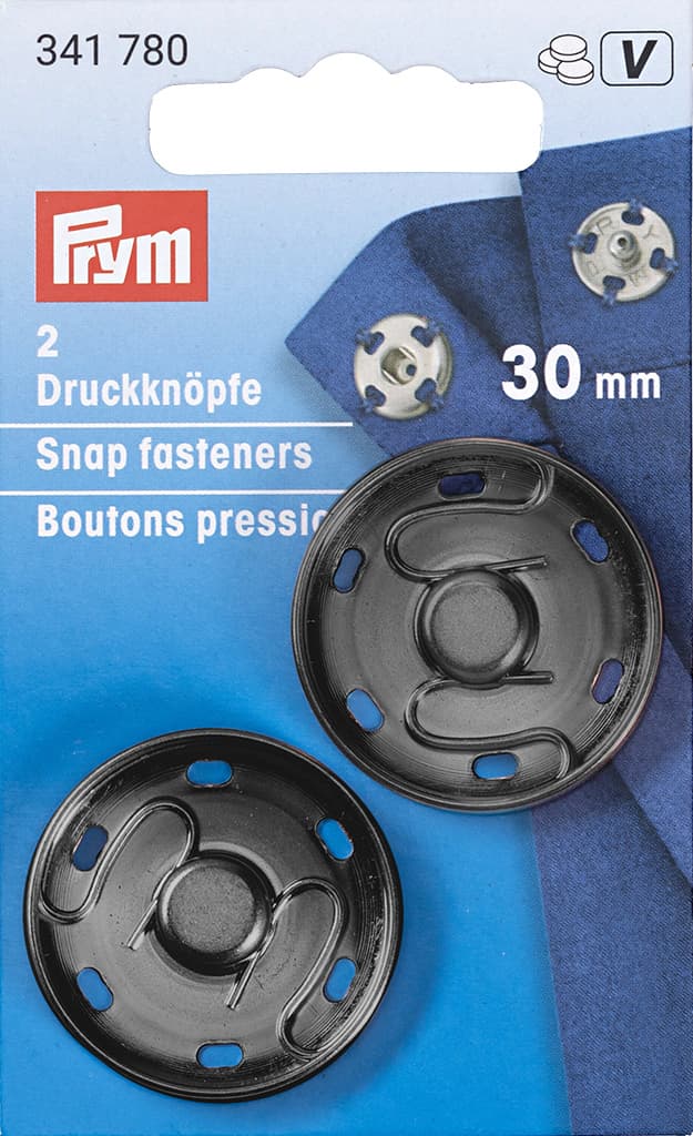 Пришивные кнопки 30мм цвет оружейного металла 2шт