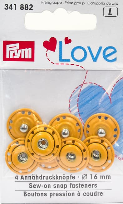 Пришивные кнопки Prym Love оранжевые 16мм (4шт) undefined