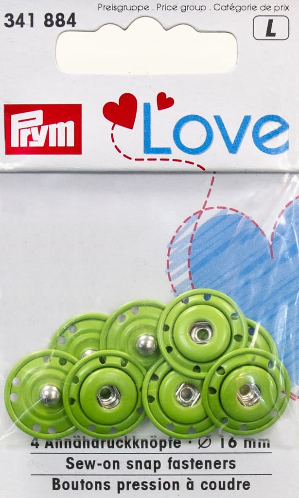 Пришивные кнопки Prym Love зеленые 16мм (4 шт)