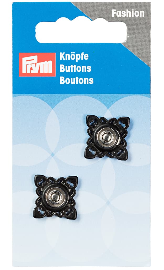 Пришивные кнопки Квадрат 21мм (2 шт) черные