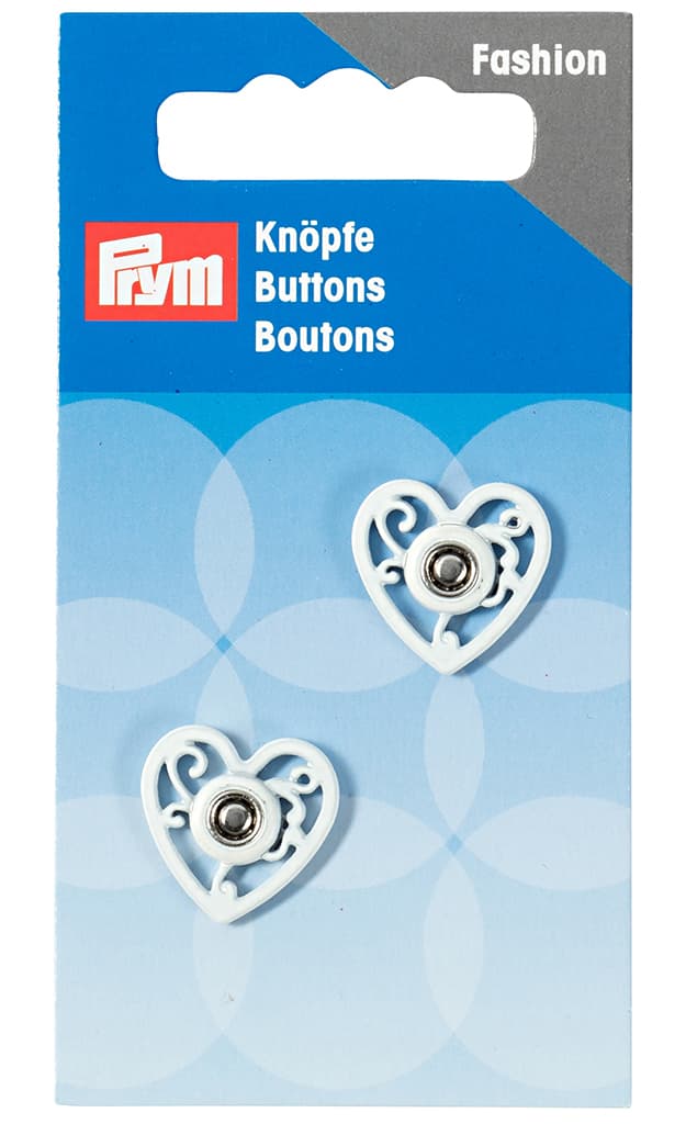 Пришивные кнопки Сердце 18мм (2 шт) белые