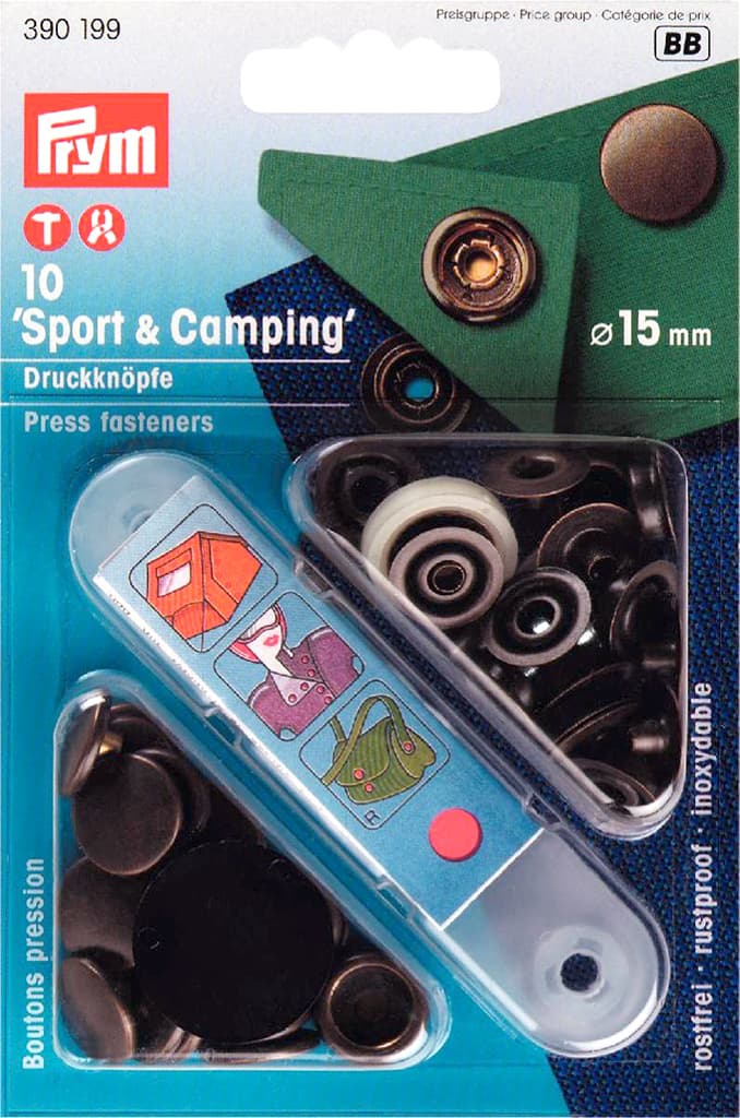 Кнопки Sport+Camping 15мм (10шт) цвет состаренной латуни