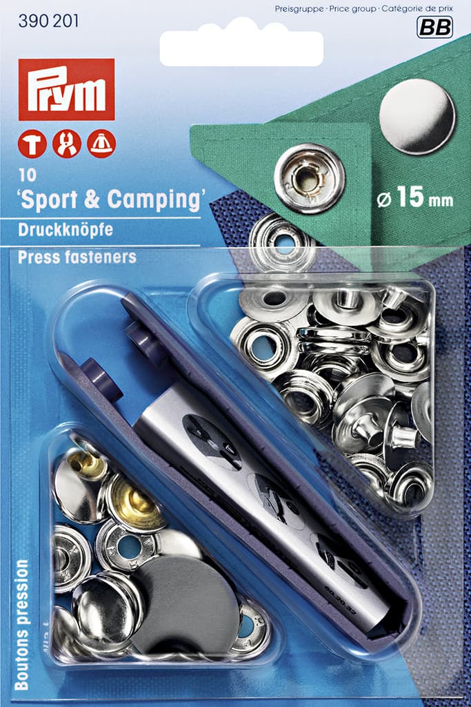 Кнопки Sport+Camping 15мм (10шт) серебристые