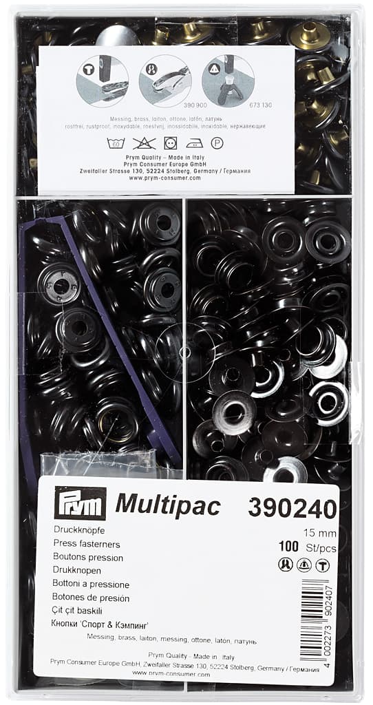 Кнопки Prym Sport+Camping черный 15мм (multipac, 100шт)