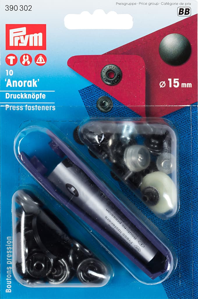 Кнопки Anorak черный 15мм (10шт)