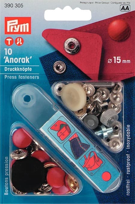 Кнопки "Anorak Color" красный 15мм (10шт)