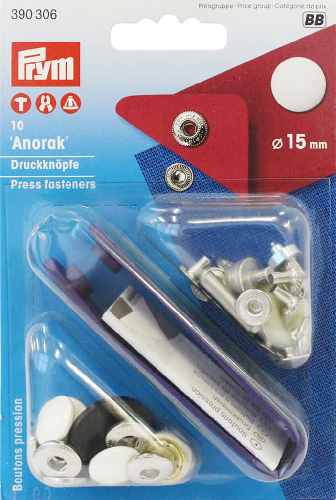 Кнопки "Anorak Color" белый 15мм (10шт)