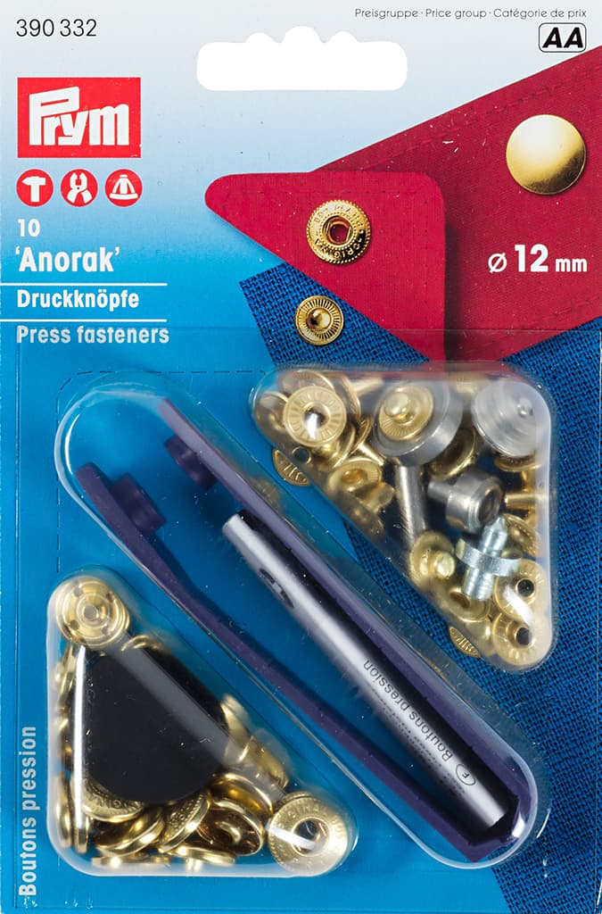 Кнопки "Anorak" золотистый 12мм (10шт)