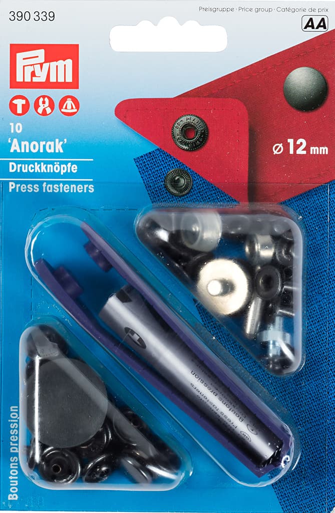 Кнопки "Anorak" черный 12мм (10шт)