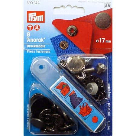 Кнопки "Anorak" черный 17мм (8шт)