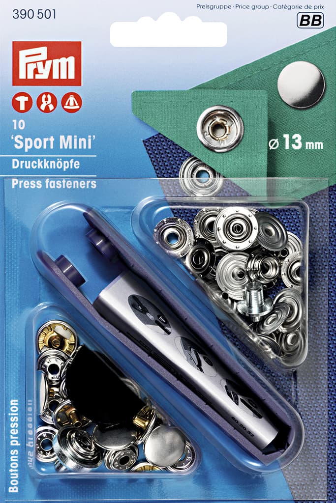 Кнопки Sport Mini 13мм (10шт) серебристые
