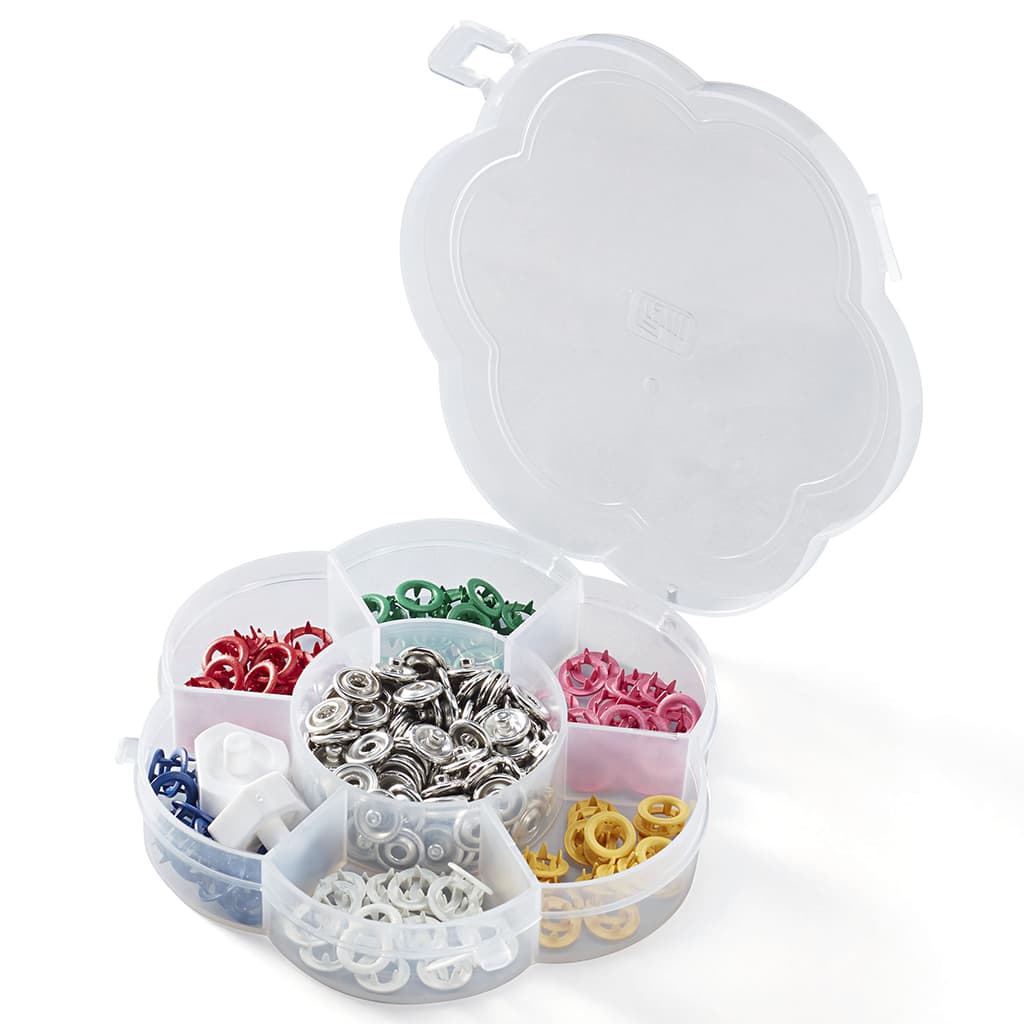 Набор кнопок Prym Love Jersey в пластиковой коробке, кольцо 8мм, 6 цветов - №1